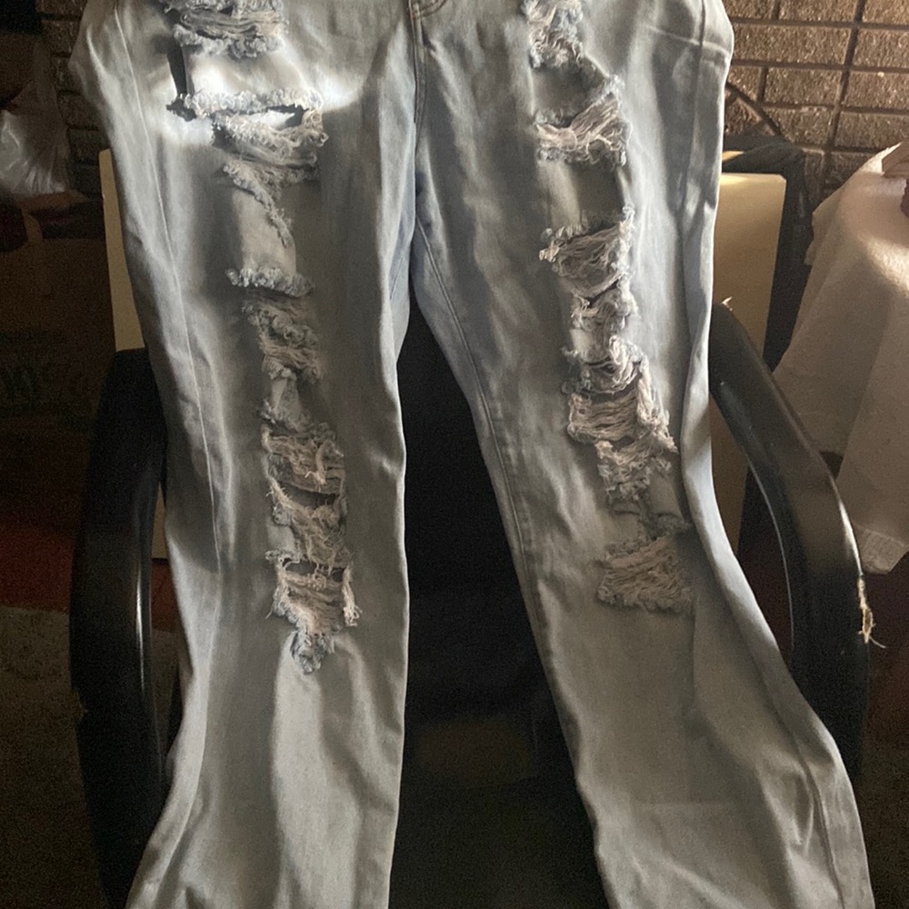 Light blue ripped paints size 20